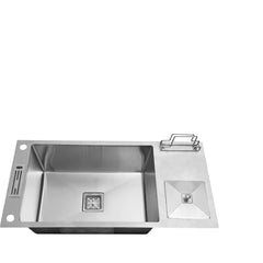 Fossa 37"x18"x10" Inch Single Bowl With Dustbin Stainless Steel Handmade Kitchen Sink Matte Finish Fossa Home