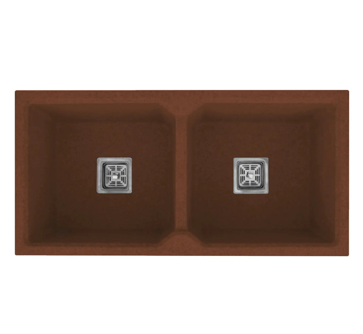 Fossa 37"x18"x10" Quartz Double Bowl Kitchen Sink ( Brown ) Fossa Home