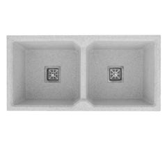 Fossa 37"x18"x10" inch Quartz Double Bowl Grey Stone Kitchen Sink Fossa Home