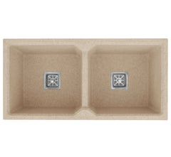 Fossa 37"x18"x10" inch Quartz Double Bowl Kitchen Sink (Red Moon Light Brown ) Fossa Home