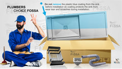 Fossa 40"x18"x10" Inch Single Bowl With Drain Board Premium Stainless Steel Handmade Kitchen Sink Matte Finish Fossa Home