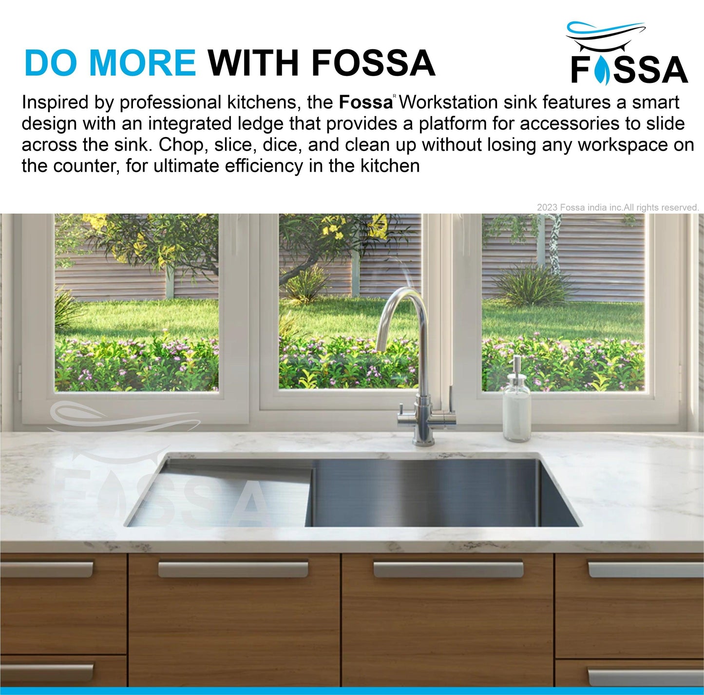Fossa 40"x18"10" Single Bowl With Drain Board  Stainless Steel Handmade Kitchen Sink Matte Finish - Fossa Home 