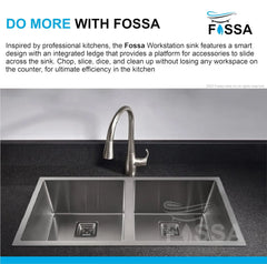 Fossa 42"x20"x10" Inch Double Bowl SS-304 Grade Handmade Kitchen Sink Matte Finish Silver Fossa Home