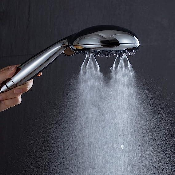 Fossa 5″ High Pressure hand Shower Head 6-setting - High Flow Even with Low Water Pressure - Hand Held Showerhead Set with 59″ Stainless Steel Hose - Fossa Home 