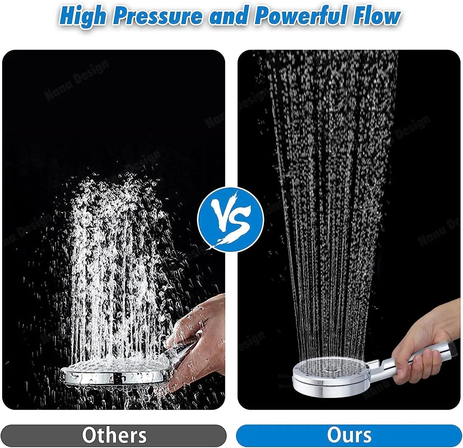 Fossa 5"x 5" Wondra 3-Spray Multifunction Hand Telephonic Shower Chrome Finish Fossa Home