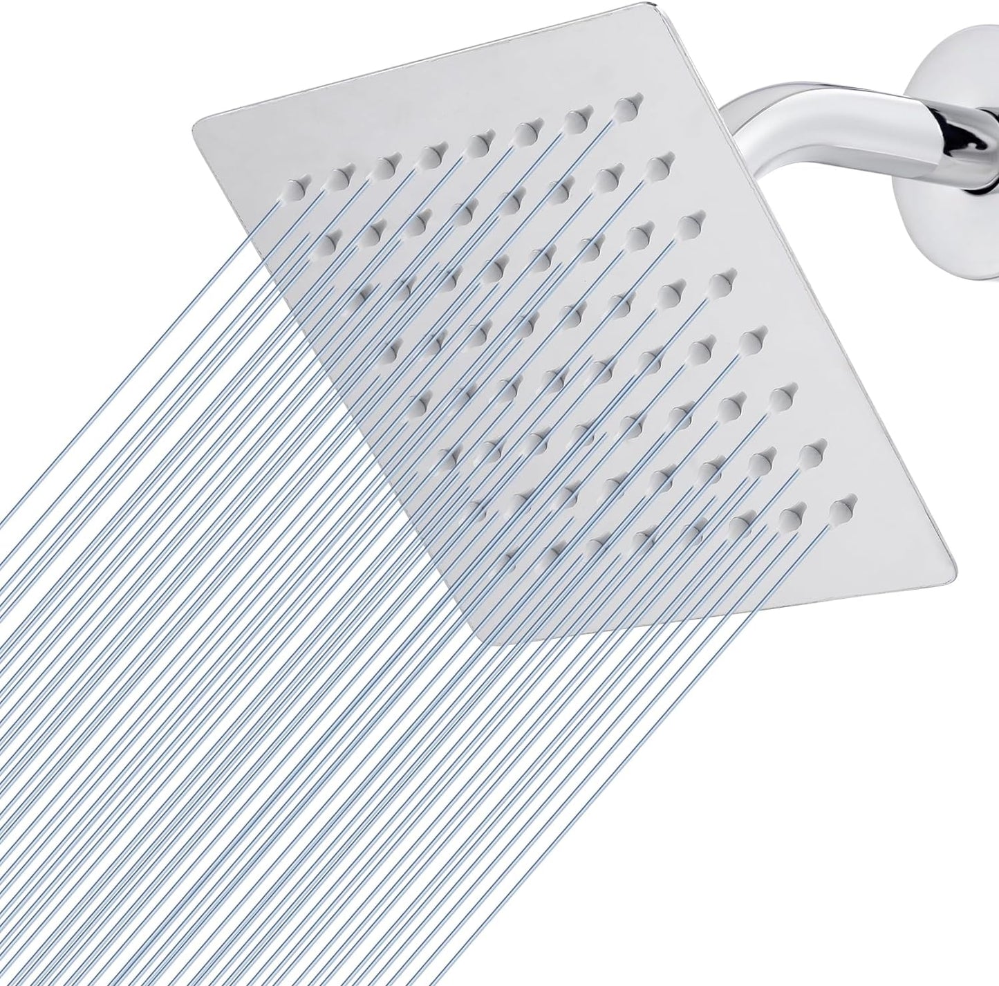 Fossa 6"X6" Inch Rain Shower - Square High Pressure Shower Head Made of 304 Stainless Steel Chrome Finish (With Arm Set 12" Inch) Fossa Home