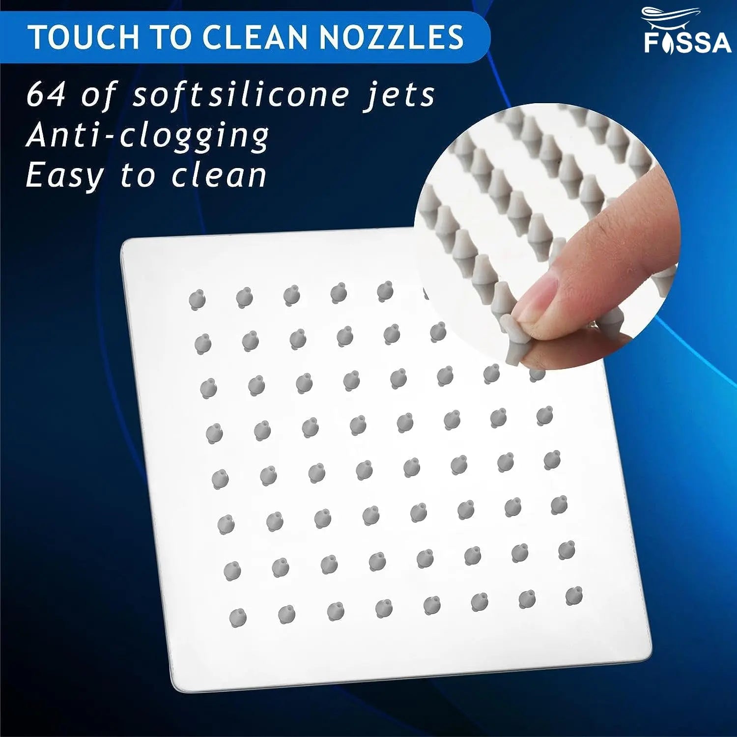 Fossa 6X6 Inch Rain Shower - Fossa Square High Pressure Shower Head Made of 304 Stainless Steel (Without ARM Finish) Fossa Home