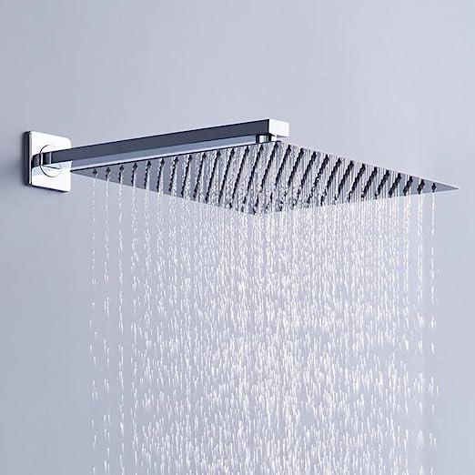 Fossa 6x6 Rain Overhead Shower Square 304 Stainless Steel Rain Showers Overhead Wall Mounted, Without Arm UOHS-002 - Fossa Home 