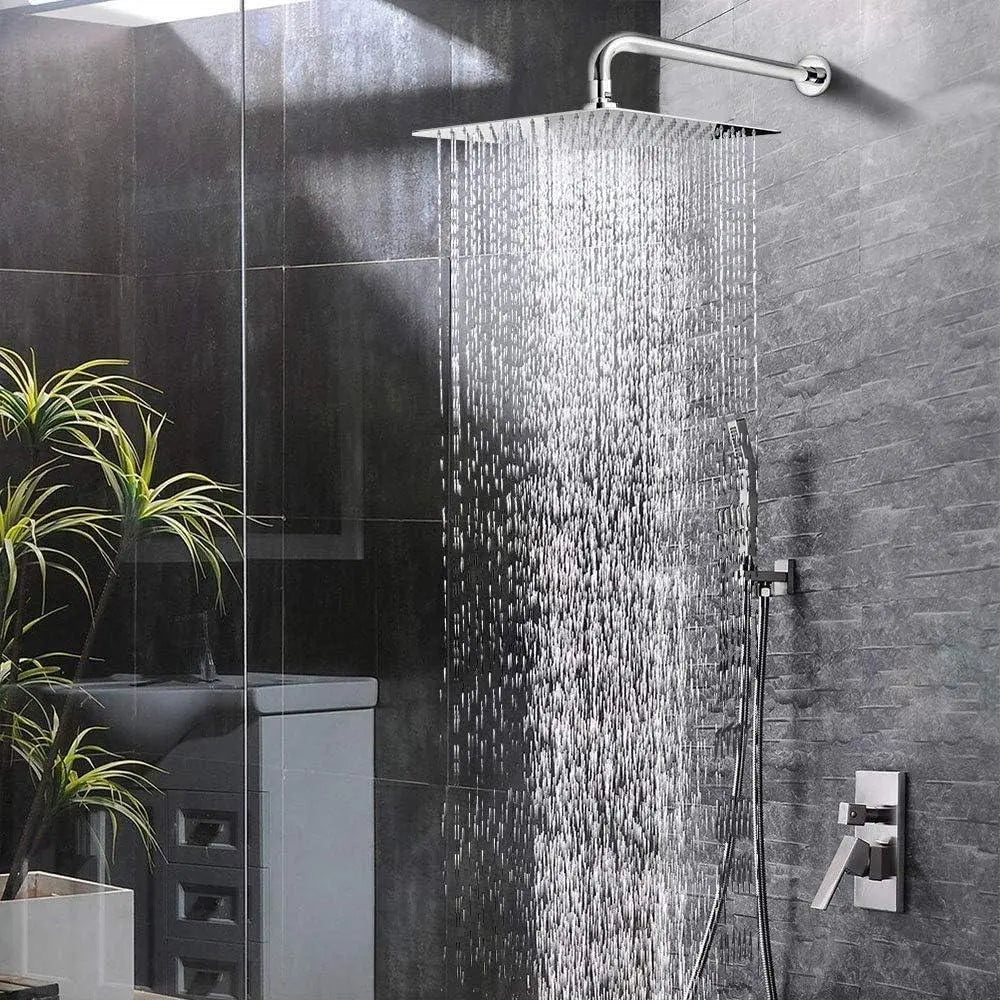 Fossa 6x6 Rain Overhead Shower Square 304 Stainless Steel Rain Showers Overhead Wall Mounted, Without Arm UOHS-002 Fossa Home