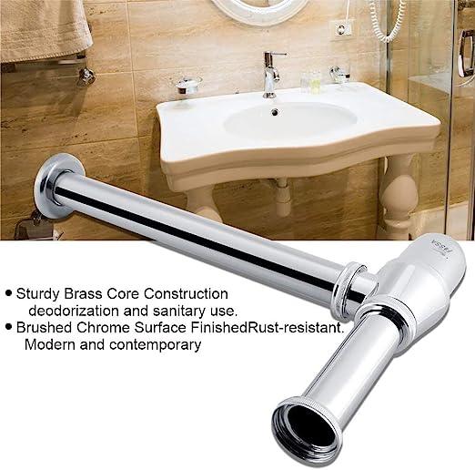 Fossa Brass Bottle Trap for Wash basins | Bottle Trap With Wall Flange and 12 Inches Pipe | Chrome Finish - Fossa Home 