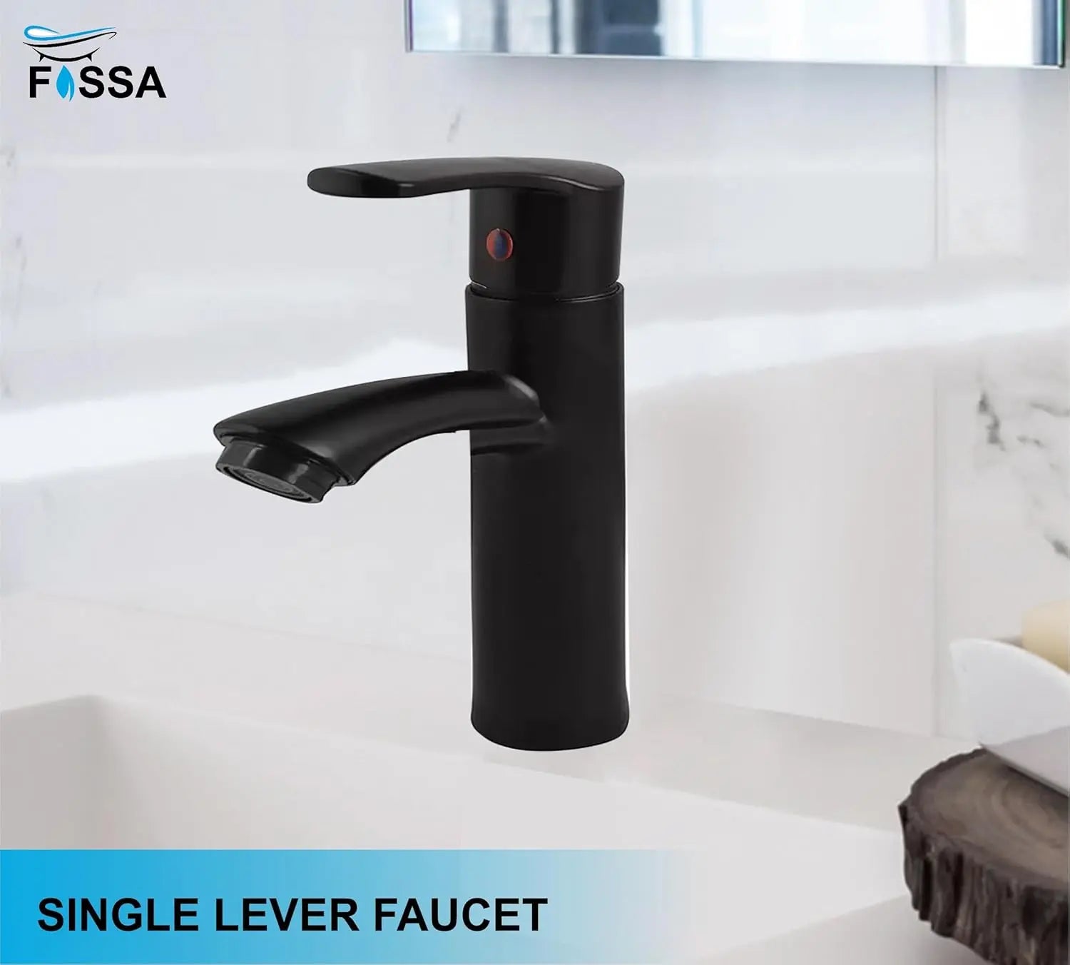 Fossa Brass Single Lever Basin Body Mixer countertop hot and Cold Water,wash Basin tap, with Hose Pipe Basin Mixer Faucet Chrome Finish ABS Handle (Black) Fossa Home