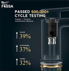 Fossa Brass Single Lever Basin Body Mixer countertop hot and Cold Water,wash Basin tap, with Hose Pipe Basin Mixer Faucet Chrome Finish ABS Handle (Black) Fossa Home