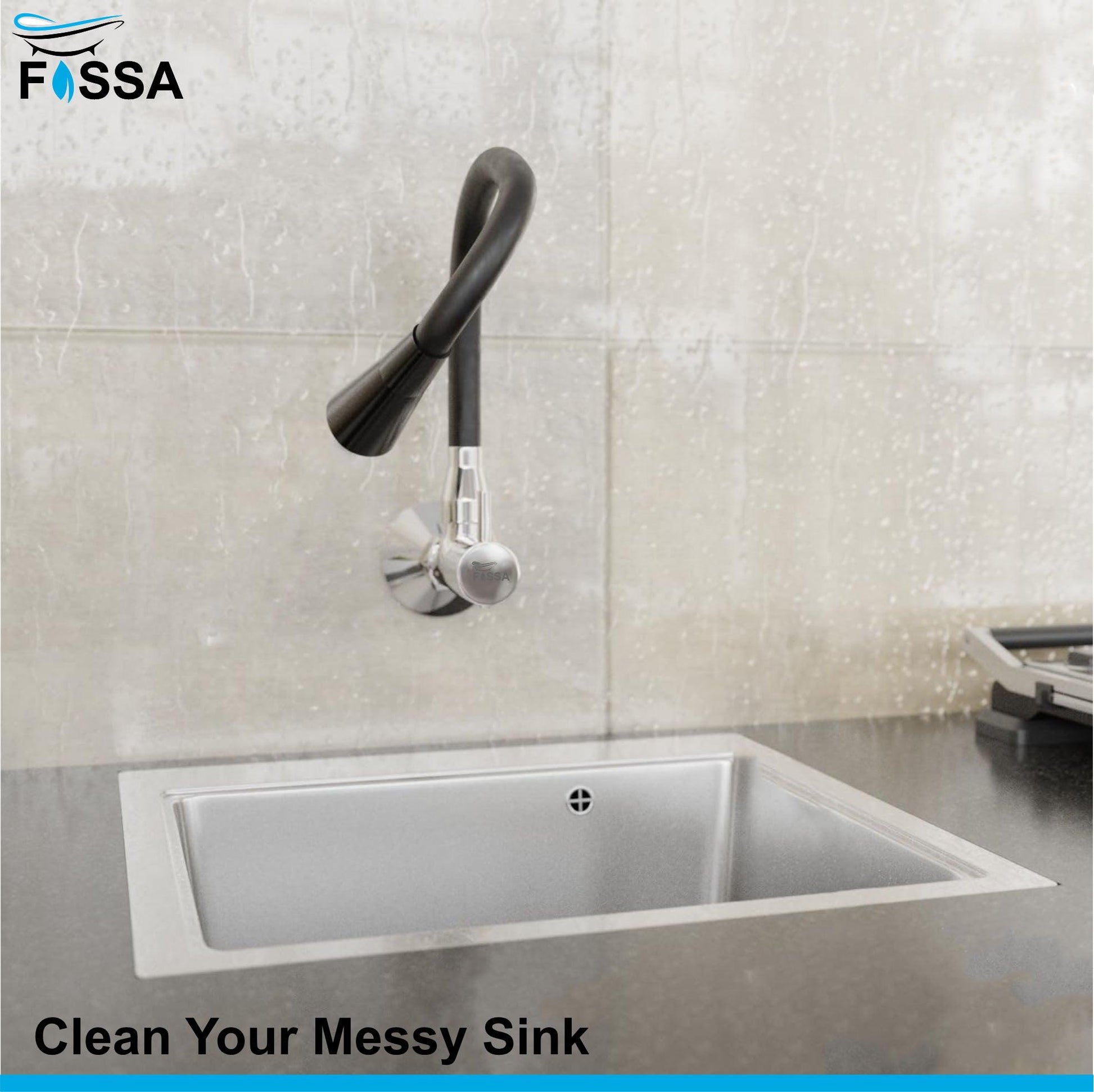 Fossa Brass Sink Cock with Dual Flow Kitchen Faucet with Flexible Swivel Spout (Black) - Fossa Home 