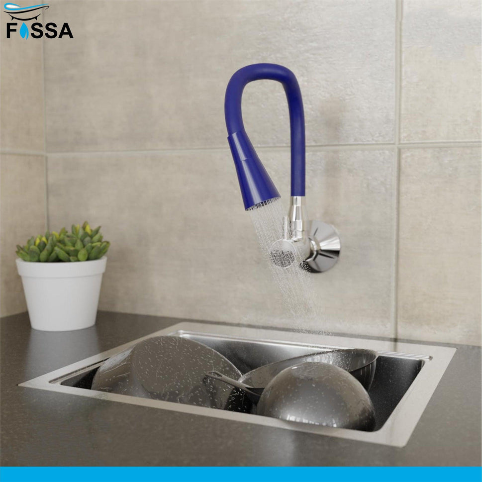 Fossa Brass Sink Cock with Dual Flow Kitchen Faucet with Flexible Swivel Spout (Blue) - Fossa Home 