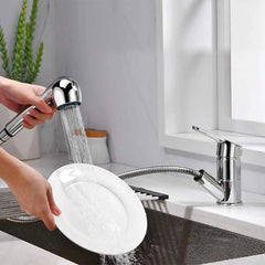 Fossa Extendible Spray Kitchen Tap 360° Swivel Range Sink Mixer Tap Made of Brass Chrome Single Lever Mixer Tap for Kitchen Sink Fossa Home