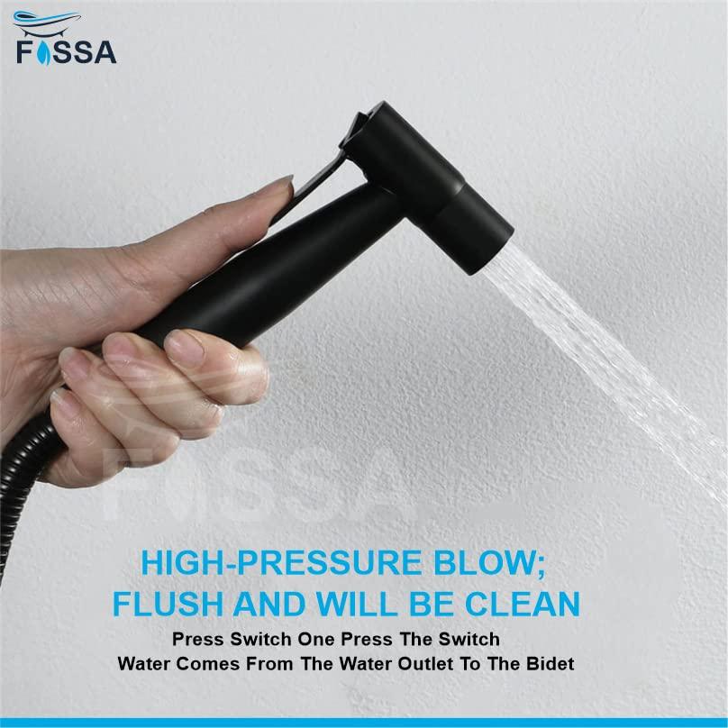 Fossa Hand Held Bidet Sprayer Premium Stainless Steel Sprayer Shattaf - Bidet Spray Head for Toilet, Hand Bidet Sprayer for Toilet Black Fossa Home