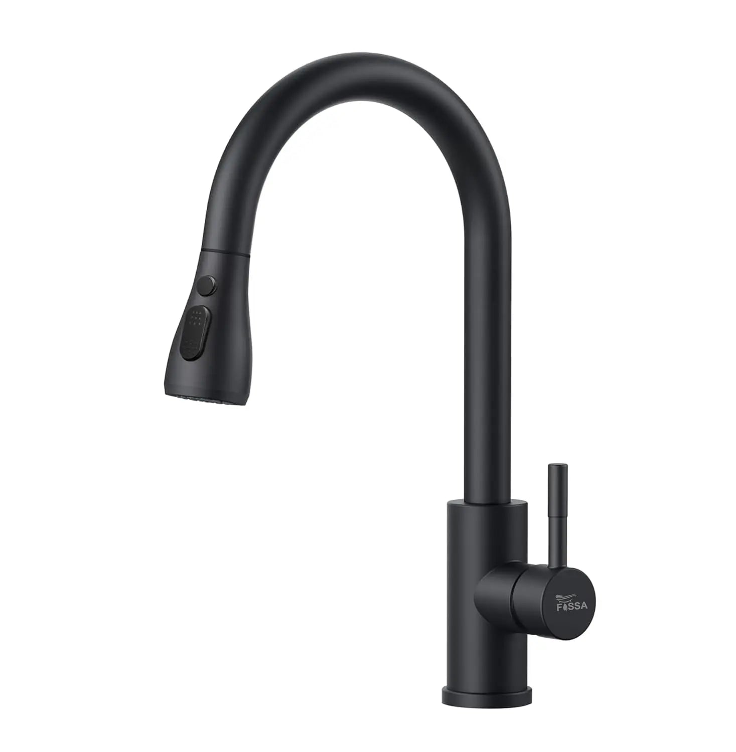 Fossa Heavy SUS 304 Stainless Steel Silver Single Lever Sink Hot & Cold Water Mixer Pull Down Tap Kitchen Sink Faucet with Pull Out Sprayer for... (Black) Fossa Home