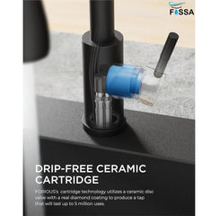 Fossa Heavy SUS 304 Stainless Steel Silver Single Lever Sink Hot & Cold Water Mixer Pull Down Tap Kitchen Sink Faucet with Pull Out Sprayer for... (Black) Fossa Home