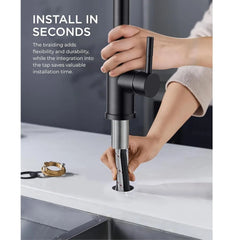 Fossa Heavy SUS 304 Stainless Steel Silver Single Lever Sink Hot & Cold Water Mixer Pull Down Tap Kitchen Sink Faucet with Pull Out Sprayer for... (Black) Fossa Home
