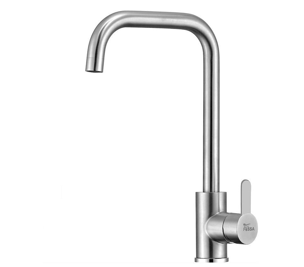 Fossa High Pressure Kitchen Faucet 360° Swivel, Stainless Steel Kitchen Faucet, Kitchen Mixer Tap with High L Bend Spout-257mm (Silver) - Fossa Home 