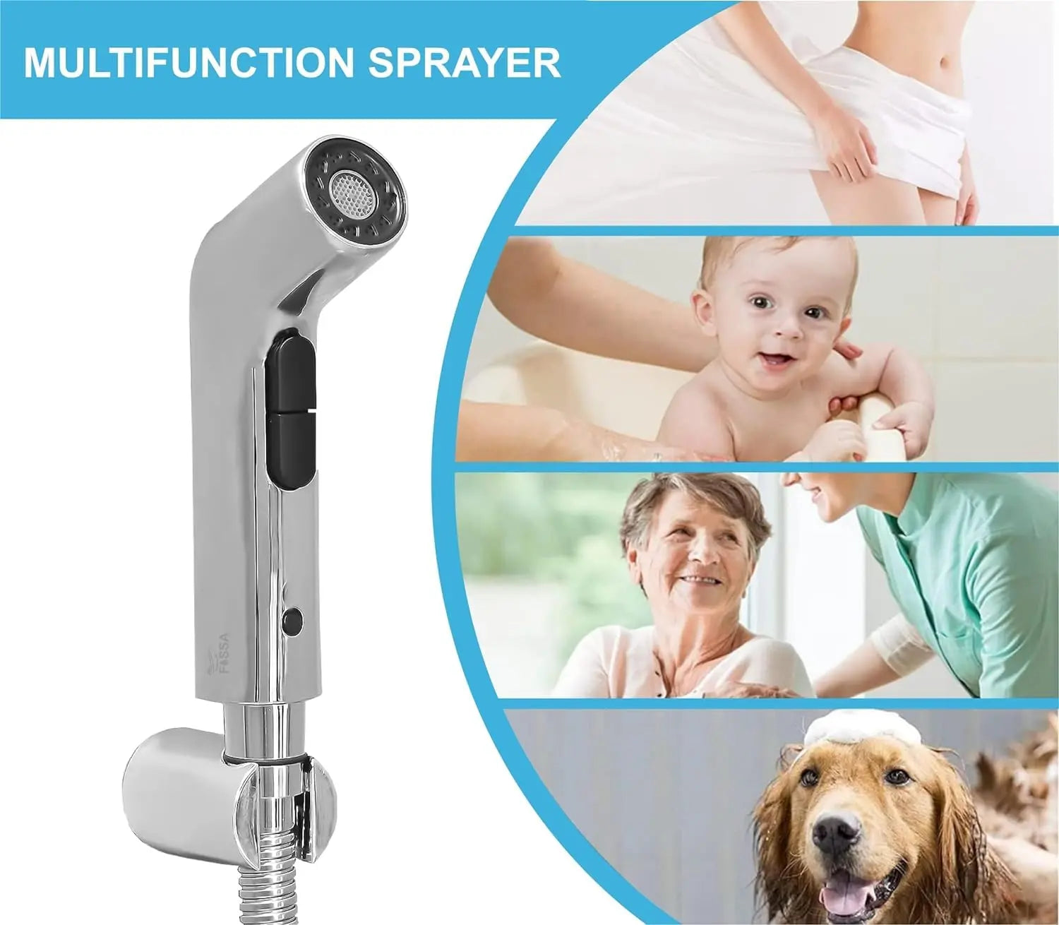 Fossa Hydra Health Faucet Bathroom Hand Spray for Toilet Leak Proof Toilet Sprayer Portable Hand Faucets with 1 Mtr Hose Pipe and Hook (Complete Set) Fossa Home