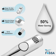 Fossa Italian Health Faucet Bidet Sprayer for Toilet, Handheld Sprayer Cloth Diaper Sprayer Set - ABS (Chrome Finish) | (with Hose Pipe & Hook) Fossa Home