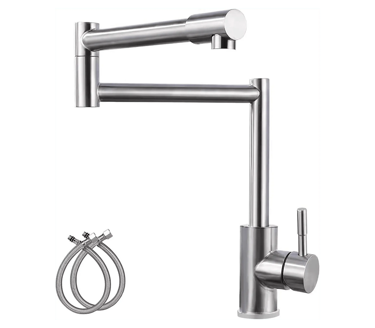 Fossa Kitchen Sink Mixer Tap, Single Handle Stainless Steel 360° Swivel Kitchen Sink Tap, Commercial Modern Brushed Nickel Kitchen Sink Faucet with Flexible Spout, Fossa Home