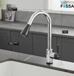 Fossa Kitchen Sink Mixer Tap with Pull Down Sprayer, Single Handle High Pull Out Kitchen Taps, Single Level Stainless Steel (Black Chrome) Fossa Home