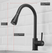 Fossa Kitchen Sink Mixer Tap with Pull Down Sprayer, Single Handle High Pull Out Kitchen Taps, Single Level Stainless Steel (Black) - Fossa Home 