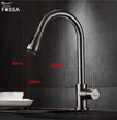 Fossa Kitchen Sink Mixer Tap with Pull Down Sprayer, Single Handle High Pull Out Kitchen Taps, Single Level Stainless Steel (Silver) - Fossa Home 