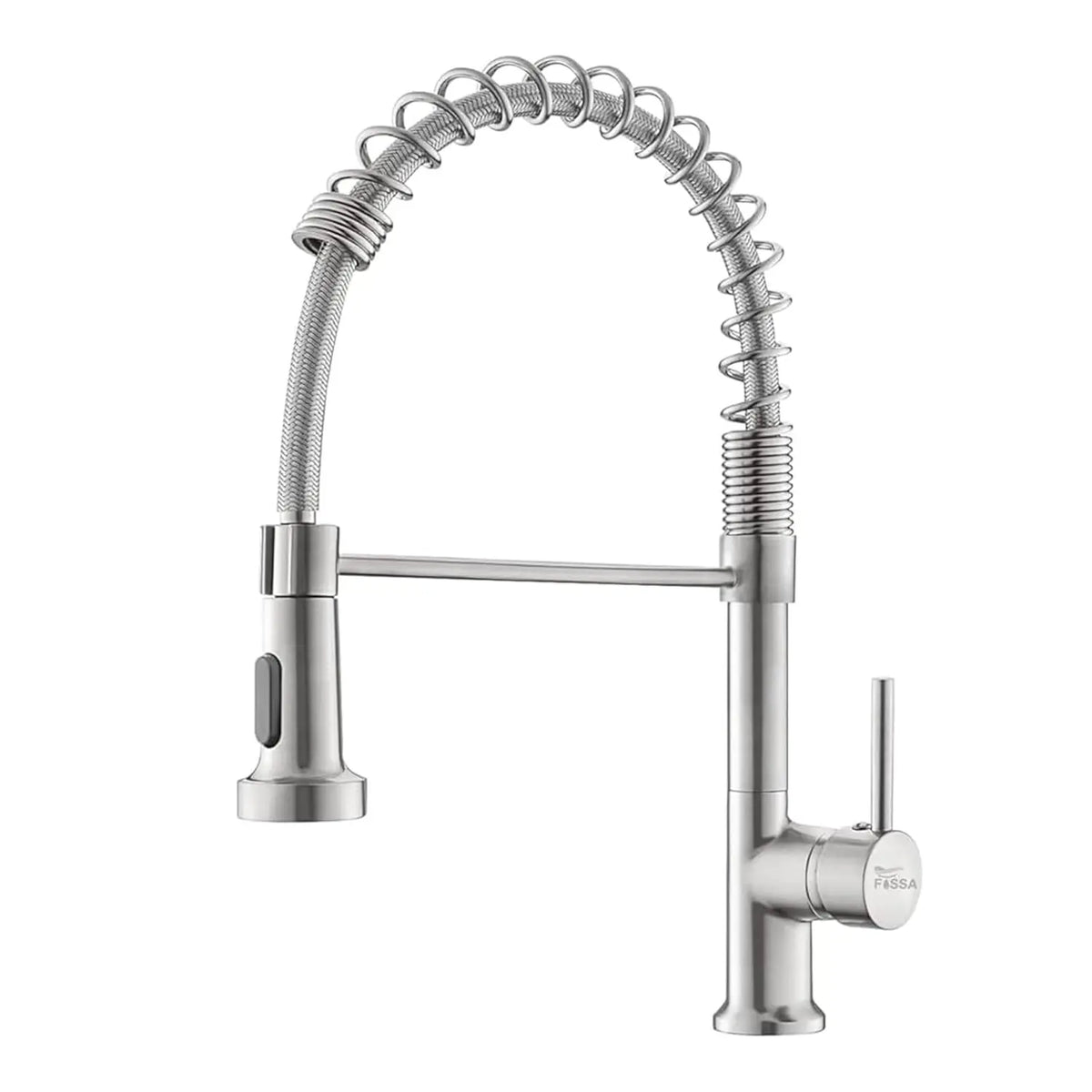 Fossa Kitchen Taps, Kitchen Sink Mixer Tap with Pull Down Sprayer, Kitchen Mixer Taps 1 Hole, 360°Swivel Spring Kitchen Faucet Single Handle Lever, 2 Spray Modes (Chrome Finish) (Silver) Fossa Home