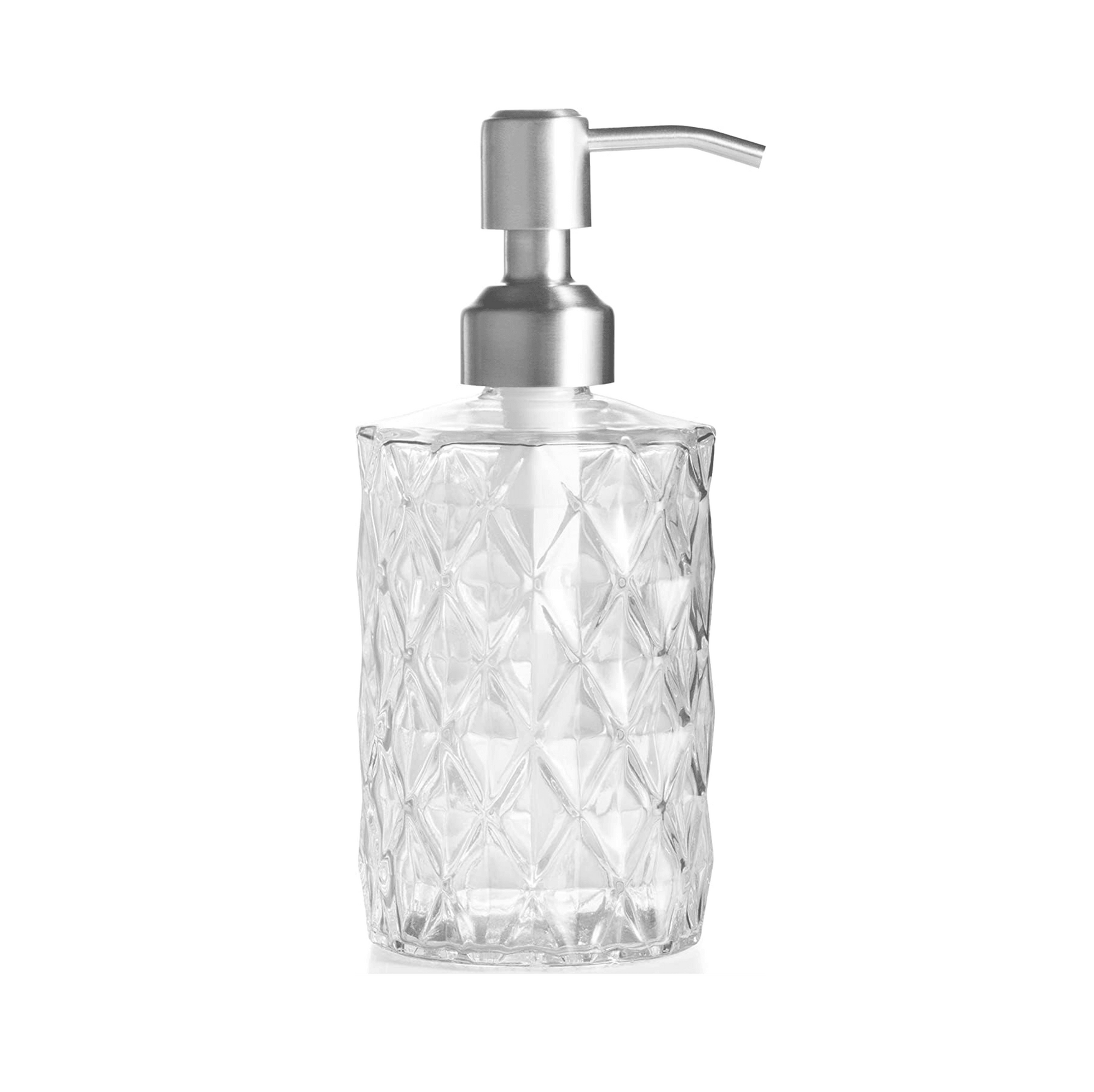 Fossa Glass Soap Dispenser - Refillable Wash Hand Liquid, Dish Detergent, Shampoo Lotion Bottle with Brushed Nickel Pump Holder, Ideal for Bathroom Countertop, Kitchen, Laundry Room GSD-001 - Fossa Home 