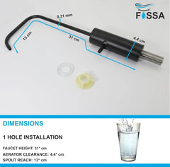 Fossa Opera L Bend RO Tap Kitchen Water Filter Faucet, 100% Lead-Free Drinking Water Faucet Stainless Steel Brushed Nickel Finish (Black) Fossa Home
