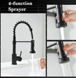 Fossa Pull Down Sprayer, Kitchen Mixer Tap 360° Swivel, Commercial Kitchen Faucet Single Handle Mixer Tap with 2 Spray Modes Brushed Black Fossa Home