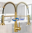 Fossa Pull Down Sprayer, Kitchen Mixer Tap 360° Swivel, Commercial Kitchen Faucet Single Handle Mixer Tap with 2 Spray Modes Brushed (Gold) Fossa Home