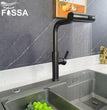 Fossa Pull-Out Kitchen Faucet, Stainless Steel Sink Faucet, Single Lever Rainfall Waterfall Faucet for Sinks, Black Fossa Home