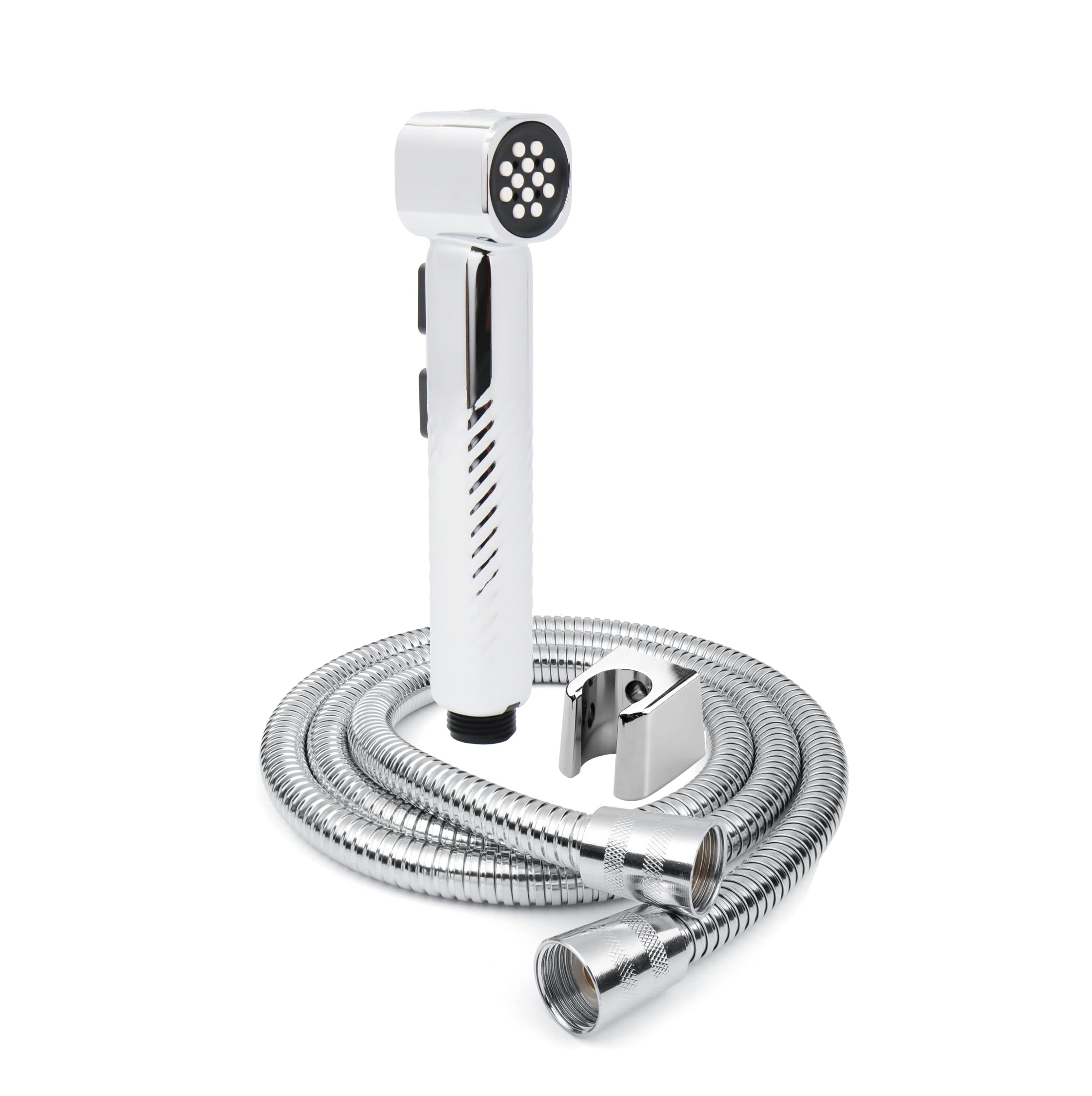 Fossa Rolex ABS Dual Function Health Faucet with Stainless Steel 1Meter Flexible Hose Pipe and Wall Hook, Jet Spray for Toilet Chrome Finish (Silver) Fossa Home