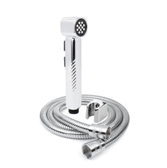 Fossa Rolex ABS Dual Function Health Faucet with Stainless Steel 1Meter Flexible Hose Pipe and Wall Hook, Jet Spray for Toilet Chrome Finish (Silver) Fossa Home