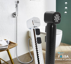 Fossa Rolex ABS Dual Function Health Faucet with Stainless Steel 1Meter Flexible Hose Pipe and Wall Hook, Jet Spray for Toilet Chrome Finish (Silver) Fossa Home