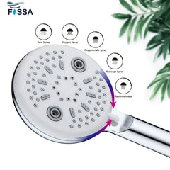 Fossa Shower Head Powerful Flow with 1.5m Chrome Shower Hose Pressure Boosting Shower Head Spray with 5 Modes Water Saving Bathing for Adults Children Pets Home and Gym Use Fossa Home