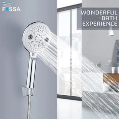 Fossa Shower Head Powerful Flow with 1.5m Chrome Shower Hose Pressure Boosting Shower Head Spray with 5 Modes Water Saving Bathing for Adults Children Pets Home and Gym Use Fossa Home