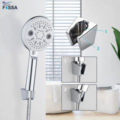 Fossa Shower Head Powerful Flow with 1.5m Chrome Shower Hose Pressure Boosting Shower Head Spray with 5 Modes Water Saving Bathing for Adults Children Pets Home and Gym Use Fossa Home
