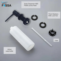Fossa Soap Dispenser for Kitchen Sink ABS Plastic Built in Sink Soap Dispenser with Refillable Bottle 300ml Capacity Brushed Nickel (Black) Fossa Home