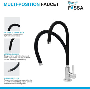 Fossa Stainless Steel RO Tap with Flexible Swivel Spout for Kitchen/Sink/Wash Basin - Matte Finish Black,Water Filter Faucet, 100% Lead-Free Drinking Water Faucet Stainless Steel Body (Black) Fossa Home