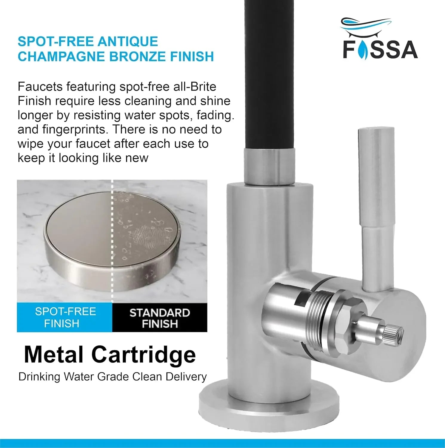 Fossa Stainless Steel RO Tap with Flexible Swivel Spout for Kitchen/Sink/Wash Basin - Matte Finish Black,Water Filter Faucet, 100% Lead-Free Drinking Water Faucet Stainless Steel Body (Black) Fossa Home