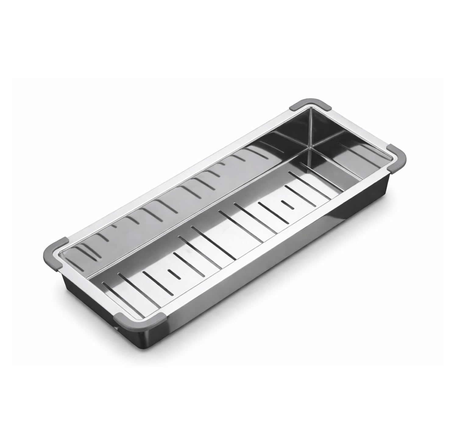 Fossa 15"x4" 304 Stainless Steel Handmade Colander for Single & Double Bowl Kitchen Sink - Matte Silver