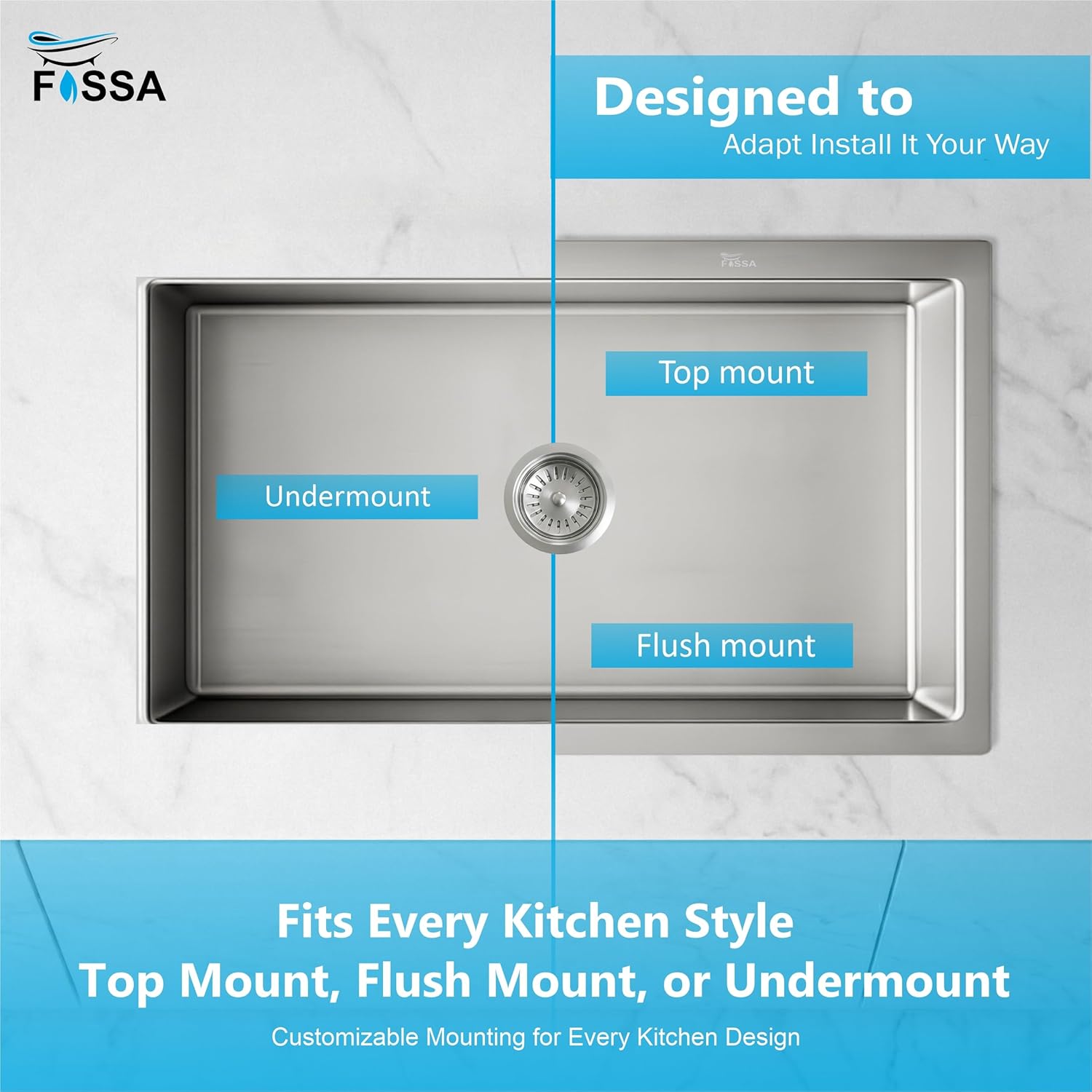 "Round Coupling Detail of Aqua 304 Handmade Sink"