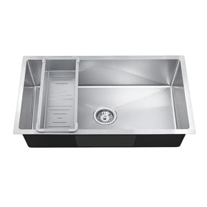 30x18x09 inch, silver, single bowl, handmade stainless steel.