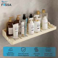 FOSSA Classic Ceramic Wall Mounted Shower Shelf Rack – Anti-Bacterial, Anti-Slip Organizer for Bathroom Storage | Stylish Multi-Soap Shower Holder | Ivory (Glossy Finish) - Fossa Home 