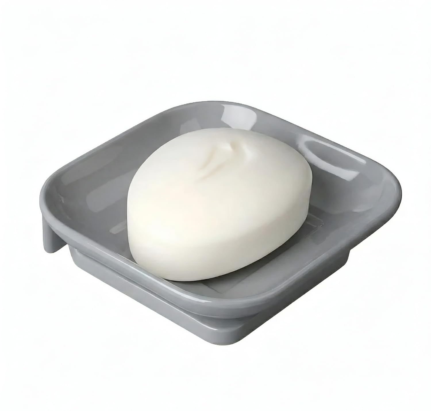 Grey Soap Dish Unbreakable ABS Square Ceramic Finish (RG-111)